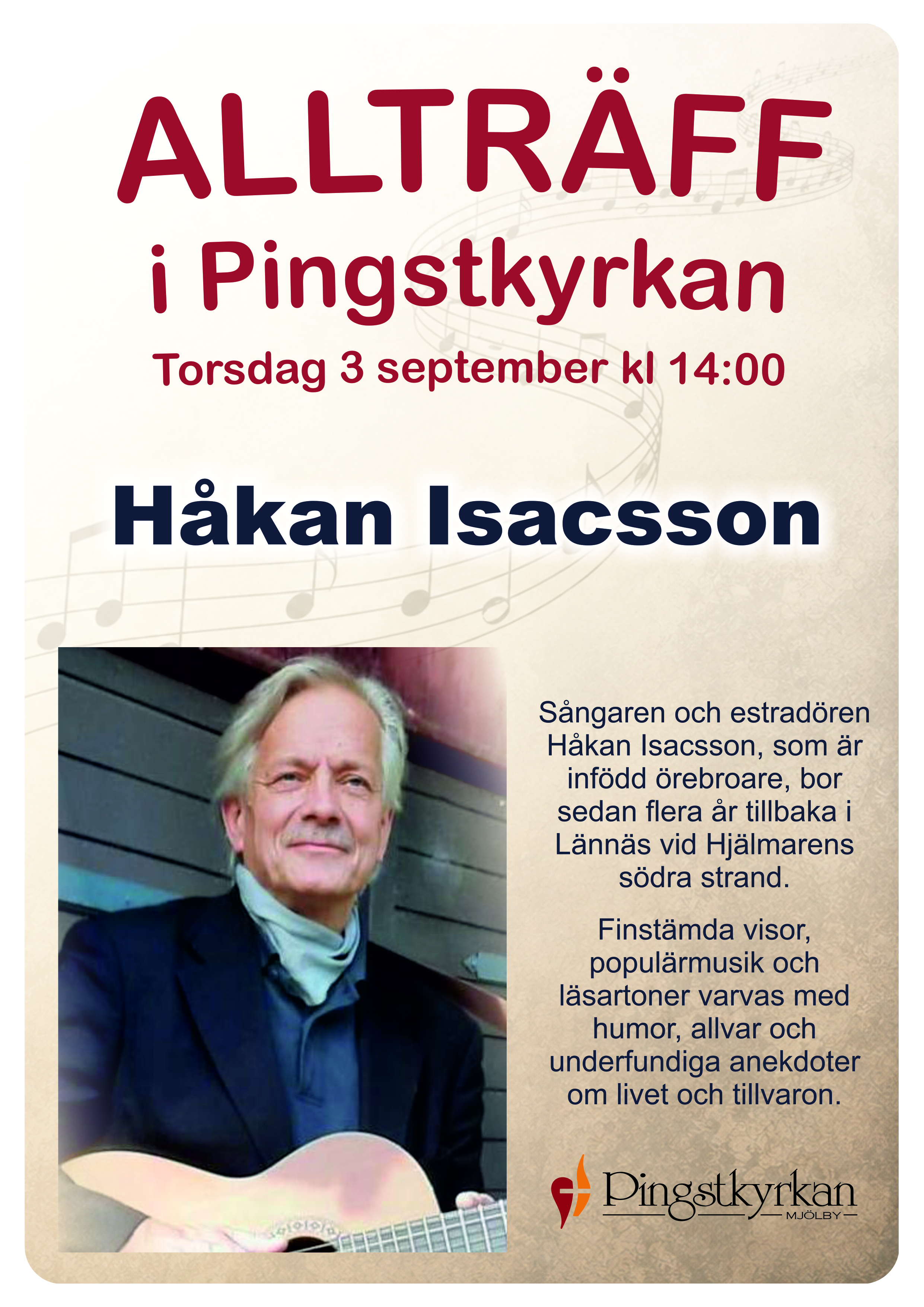 Allträff 3 september med besök av Håkan Isacsson (Klicka för att förstora affischen)