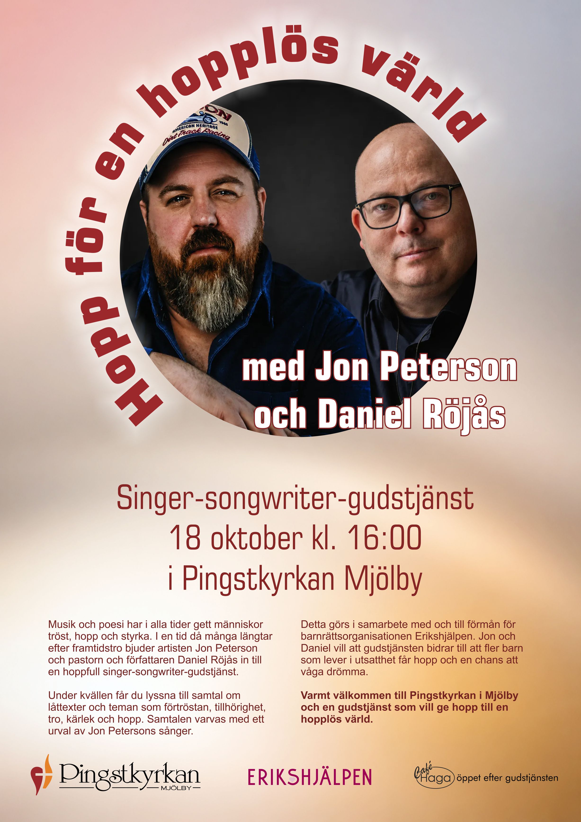 Singer-songwriter-gudstjänst 18 oktober  (Klicka för att förstora affischen)