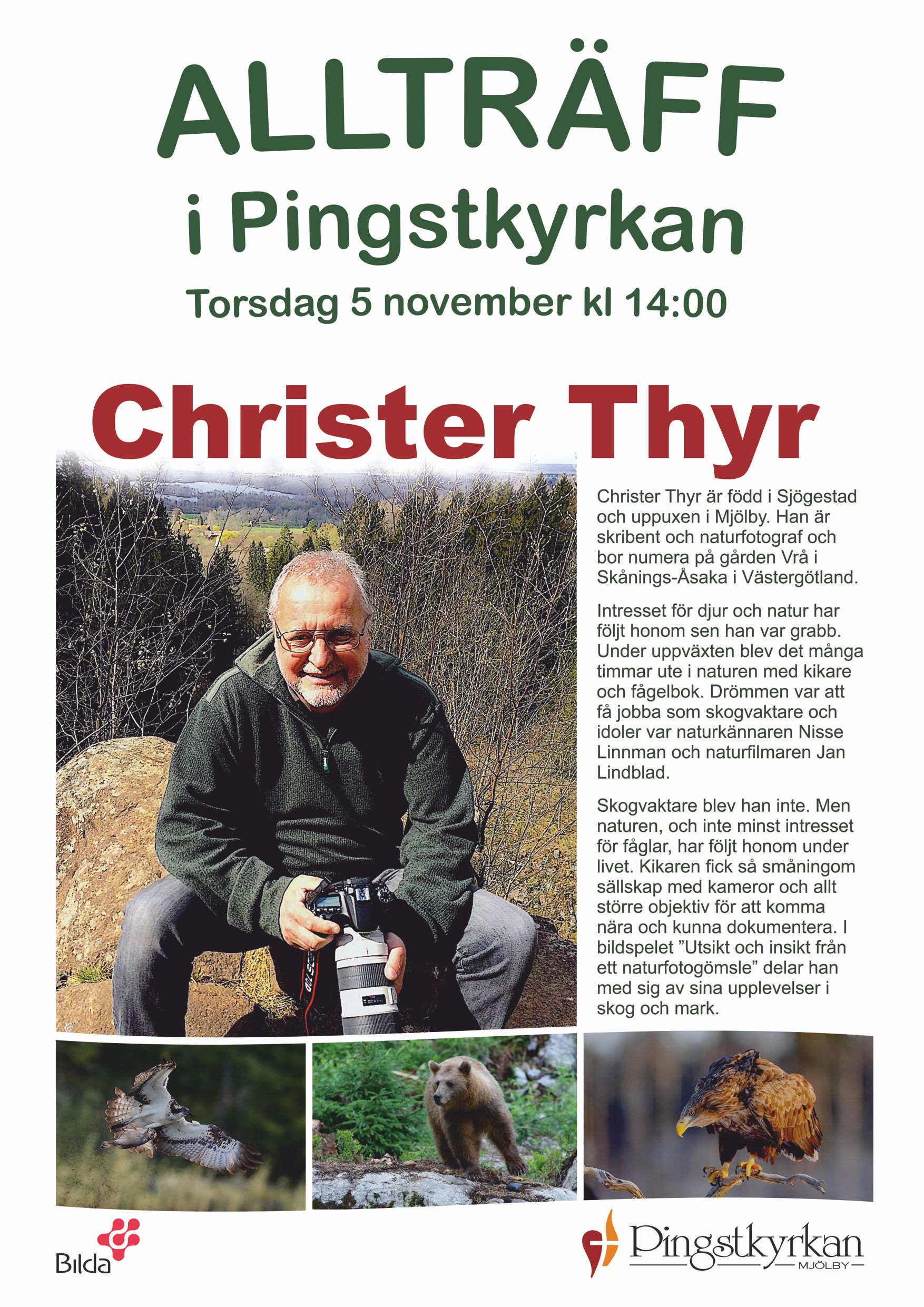 Allträff 5 november med besök av Christer Thyr (Klicka för att förstora affischen)